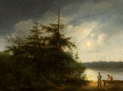Nocturnal Landscape with Fishermen by Fyodor Alekseyev